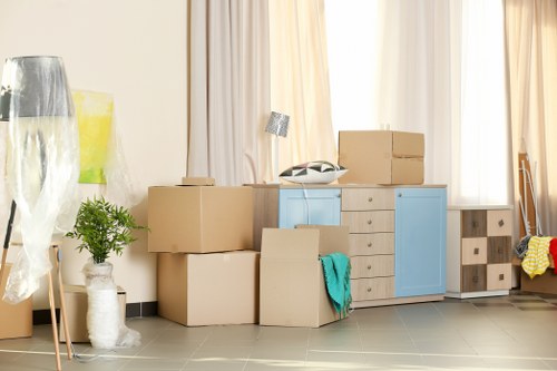 Professional packing team preparing boxes for a Battersea home move