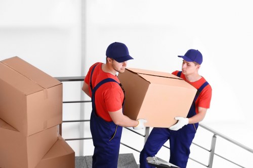 Moving team handling access challenges in Battersea apartment buildings