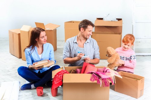 Commercial items prepared for transport with a removals van in Battersea
