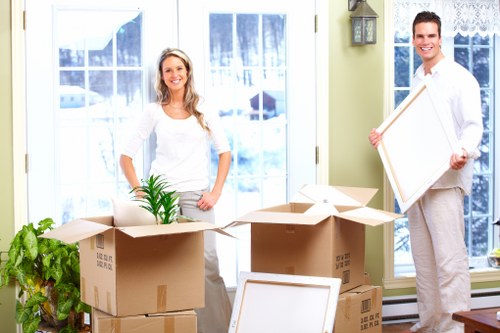 Man and van in Battersea handling residential moving boxes