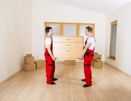 House removalists in Battersea unloading boxes at a new home